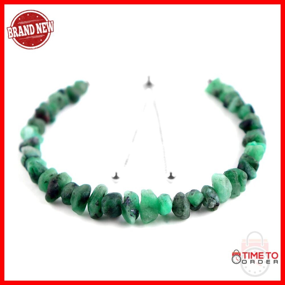 Natural Emerald Gemstone Bolo Bracelet, Sterling Silver, Adjustable Slider